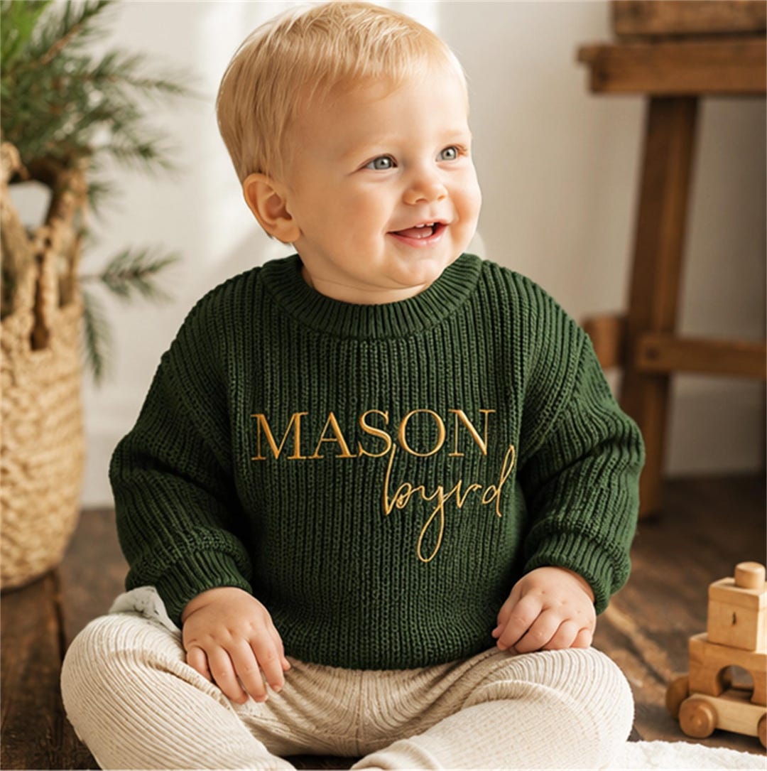 Personalized Baby Sweater, Custom Name Knit Sweater, Embroidered Infant Pullover, Newborn Gift Outfit, Baby Shower Keepsake Gift