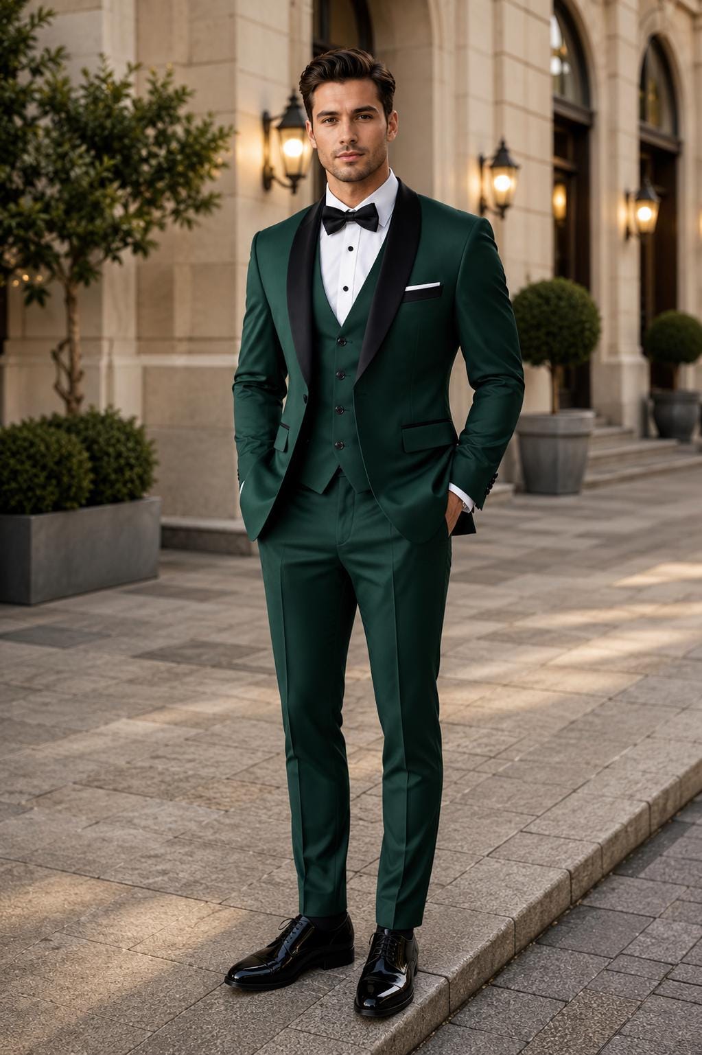 Emerald Green Men's Tuxedo 3 Piece Wedding Suit Slim Fit Groom Formal Wear Custom Tailored