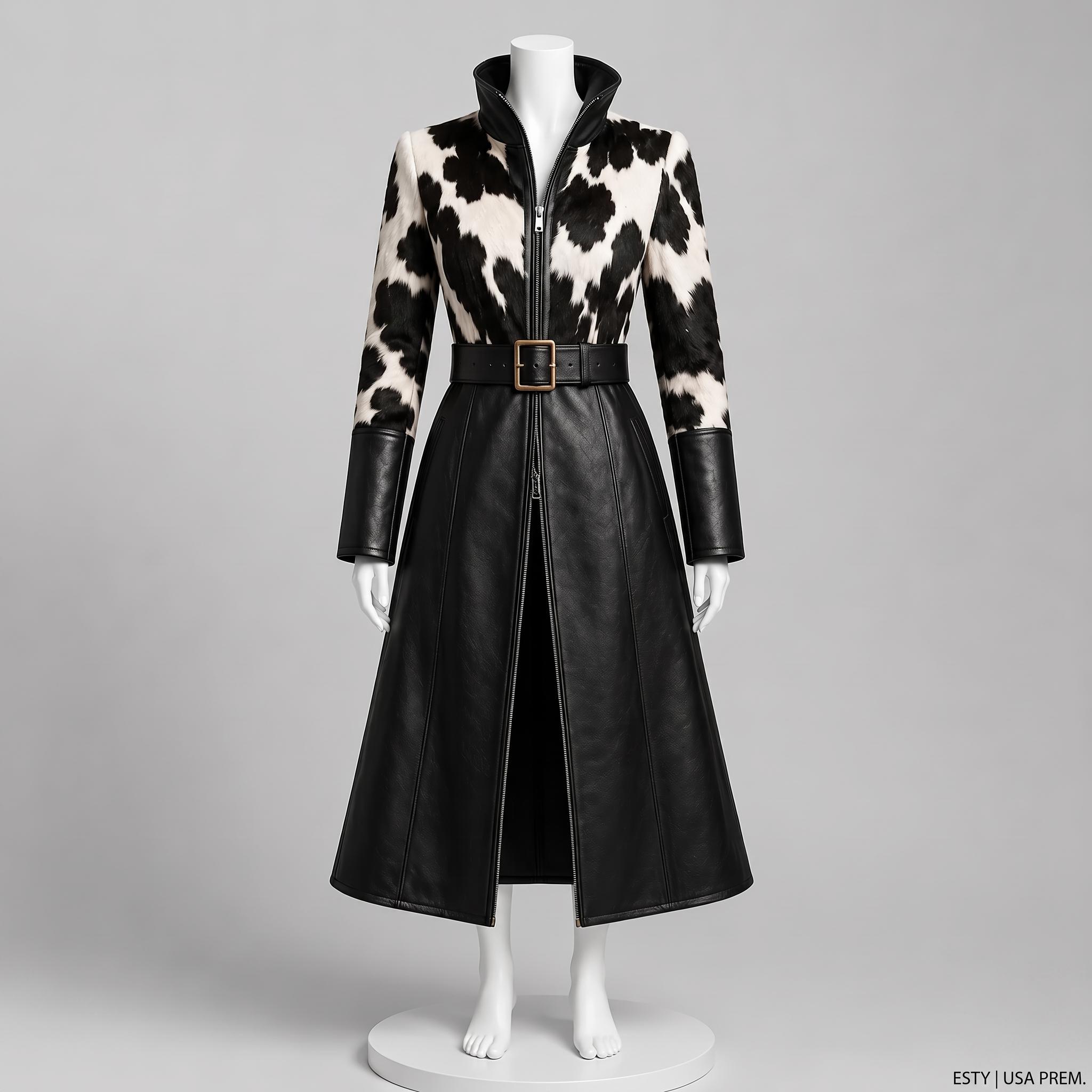 Flare Leather Coat - Etsy