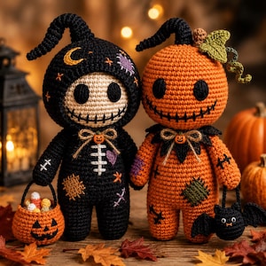 Halloween Patchwork Amigurumi Doll Pattern PDF | Stitchy & Jack Pumpkin Tutorial