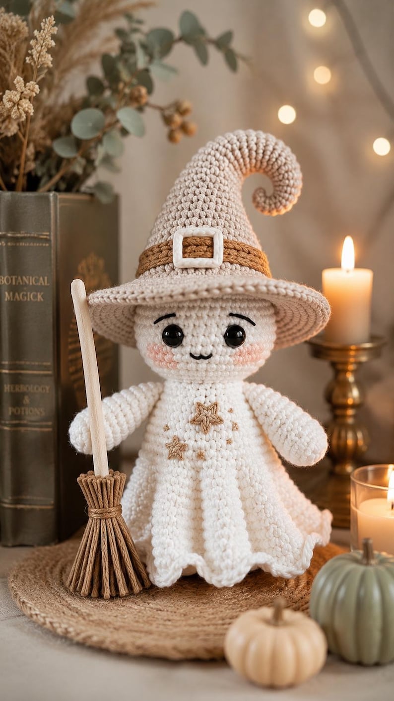 Crochet Witch Ghost Amigurumi Pattern | Halloween Amigurumi PDF (Instant Download) image 1