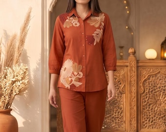 Cotton Kurta Pant Set, Women’s Indian Outfit, Kurta Set, Cotton Co Ord Set, Wide Leg Pants, Ethnic Wear