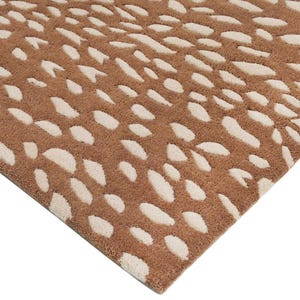 Leopard Inspired Wool Rug, Modern Animal Print Area Rug, Handmade Brown Cream Organic Pattern Rug, Contemporary Designer Carpet