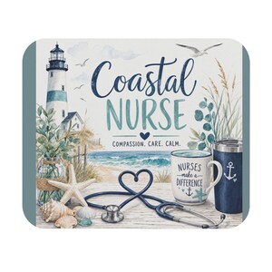Coastal Nurse Mouse Pad – Seaside Lighthouse Desk Accessory
