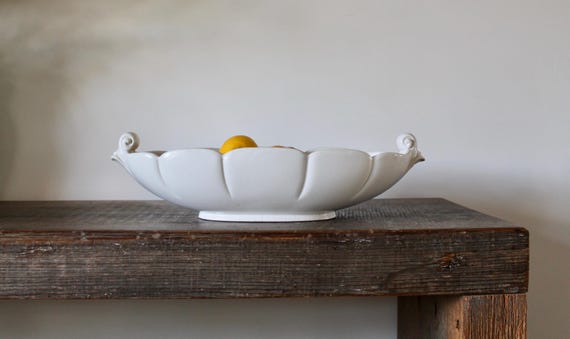 Vintage Abingdon Pottery Shell White Vitreous China Centerpiece Bowl
