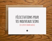 Card Congratulations New Boobs and Pregnancy in French