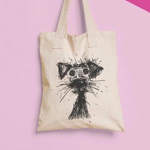 Süße Hund Einkaufstasche, Hunde Liebhaber Geschenk, Skizze Hund Canvas Tote, Minimalistische Hunde Kunst Tasche, Haustier-Liebhaber-Geschenk, wiederverwendbare Einkaufstasche, Hundemama Einkaufstasche