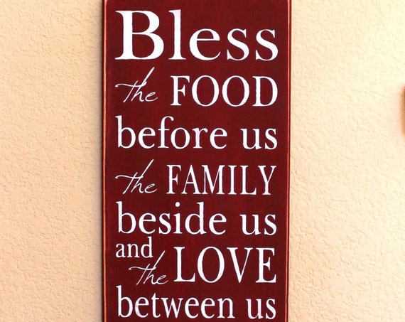Bless the FOOD before us - Barn Red - Painted Wooden Sign - Blessing - Large - 12 x 24