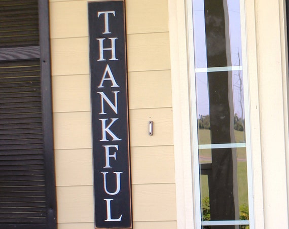 THANKFUL Porch Sign - Thanksgiving Sign - Large Wooden sign - 43" x 7" - 29.00 - Painted Wooden Sign - Hand Painted sign - Porch Signs