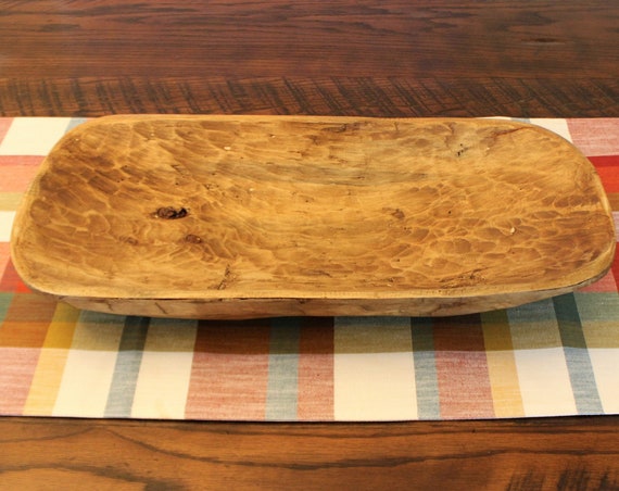 Wooden Bread Bowl - Dough Bowl - Hand Carved Wooden Bowl - 20" x 9.5" - Rustic - Mountain Pine - Stained and Waxed- #36 - FREE SHIPPING