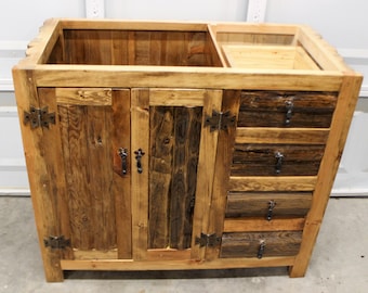 RUSTIC BATHROOM VANITY - Without a Top - 39" wide - Rustic Log Vanity - Bathroom Vanity - All Wood - No Top included