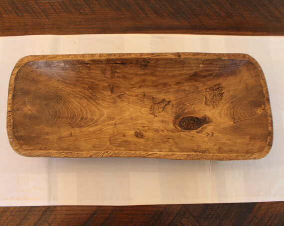 Wooden Bread Bowl - Dough Bowl - Hand Carved Wooden Bowl - 21.5" x 9" - Rustic - Mountain Pine - Stained and Waxed - #42 - FREE SHIPPING