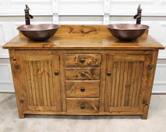 Bathroom Vanity With Sink - Double Bathroom Vanity - 60" - Bathroom Vanity - Rustic Bathroom Vanity - Farmhouse  Bathroom Vanity - Farmhouse