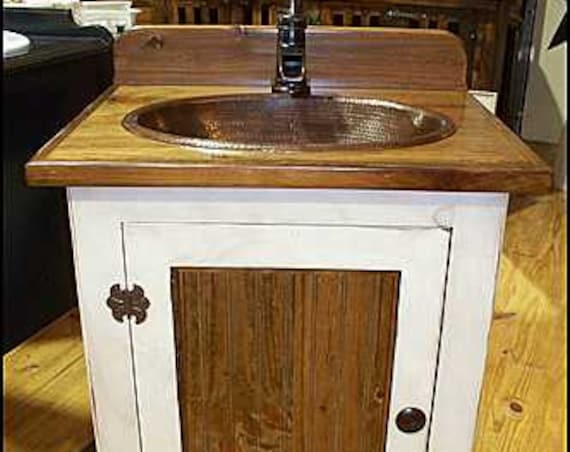 Bathroom Vanity - 25" - Rustic Farmhouse Bathroom Vanity - FH1296-25 - Bathroom Vanity with sink - Bathroom Vanities - Rustic Vanity - Pump