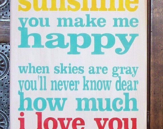 YOU are MY SUNSHINE - I Love You in Red - Painted Wooden Sign - 20" x 12 - Wood sign - Hand Painted Sign - Girls room - Nursery