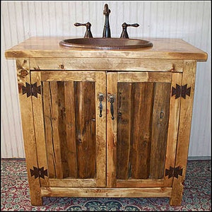 Rustic Log Bathroom Vanity - 36" - Bathroom Vanity with sink - MS1371-36 - Vanity - Copper sink - Rustic Bathroom Vanity - Bathroom Vanities