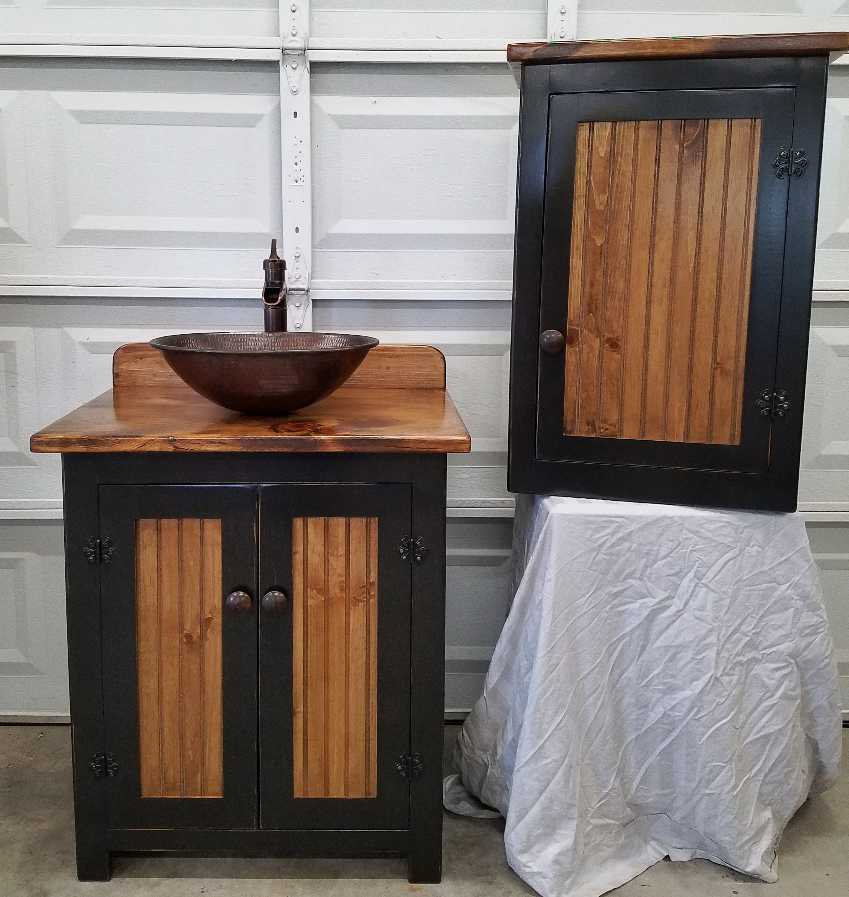 Rustic Bathroom Vanity 30 Farmhouse Vessel Copper