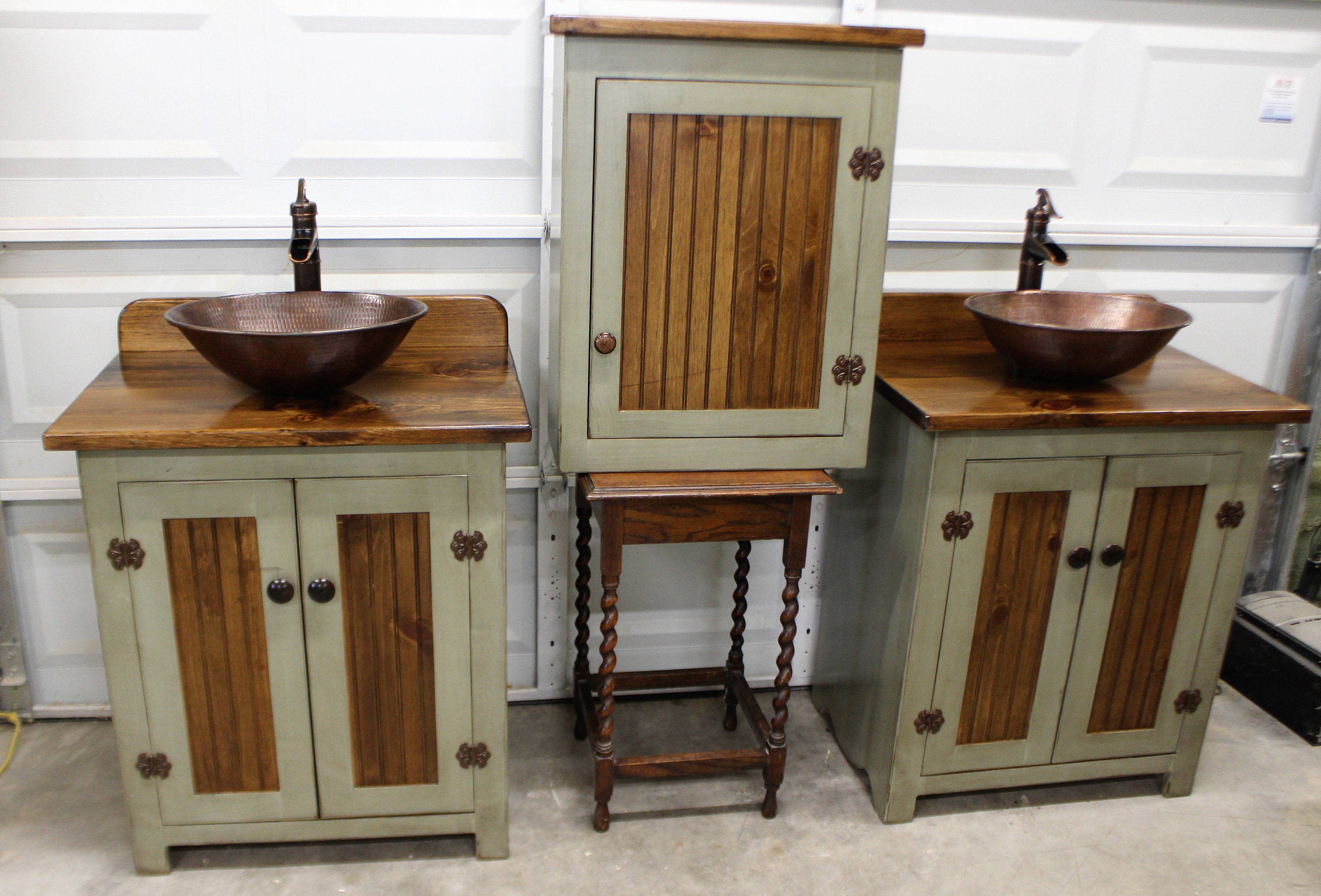 Rustic Farmhouse Vanity - 30 - Sage Green - Bathroom Vanity - Bathroom