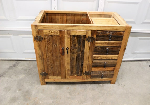 RUSTIC BATHROOM VANITY - Without a Top - 39" wide - Rustic Log Vanity - Bathroom Vanity - All Wood - No Top included