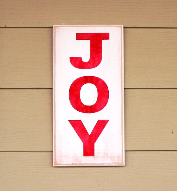 JOY - Painted Wooden Sign - Christmas Decor - 16 x 8 - Hand painted