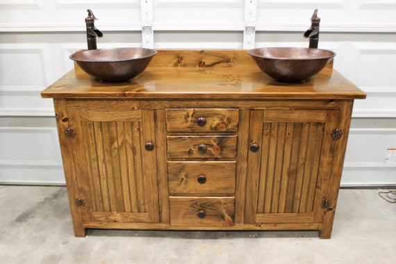 Bathroom Vanity With Sink - Double Bathroom Vanity - 60" - Bathroom Vanity - Rustic Bathroom Vanity - Farmhouse Bathroom Vanity - Farmhouse