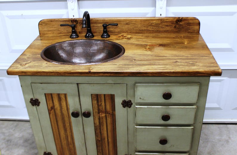 Rustic Farmhouse Vanity Copper Sink 42 Sage Green Etsy