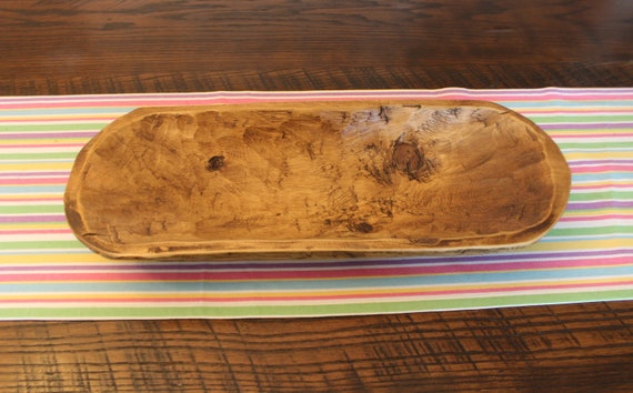 Wooden Bread Bowl - Dough Bowl - Hand Carved Wooden Bowl - 22" x 8.5" - Rustic - Mountain Pine - Stained and Waxed - #6 - FREE SHIPPING