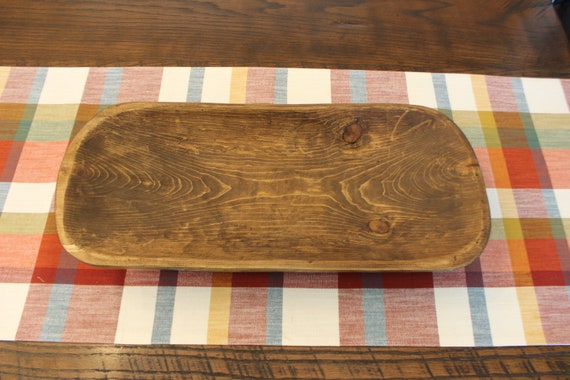 Wooden Bread Bowl - Dough Bowl - Hand Carved Wooden Bowl - 19" x 8.5" - Rustic - Mountain Pine - Stained and Waxed - #54- FREE SHIPPING