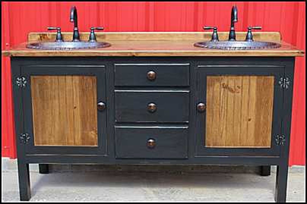 Rustic Farmhouse Vanity - Double Bathroom Vanity - Bathroom Vanity With ...