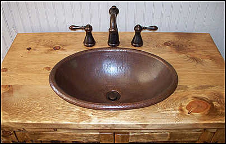 Rustic Log Bathroom Vanity 36 Bathroom Vanity with sink MS1371-36 Vanity Copper sink Rustic Bathroom Vanity Bathroom Vanities image 3