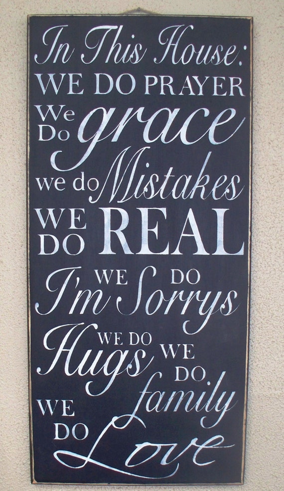 In This House We do PRAYER, We Do LOVE - 24 x 12 - Black Chalk paint - Family Rules - House Rules - Large Hand painted sign - Wooden Sign