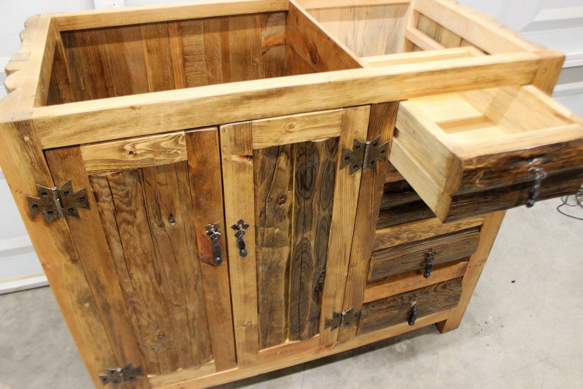RUSTIC BATHROOM VANITY Without a Top 39 Wide Etsy