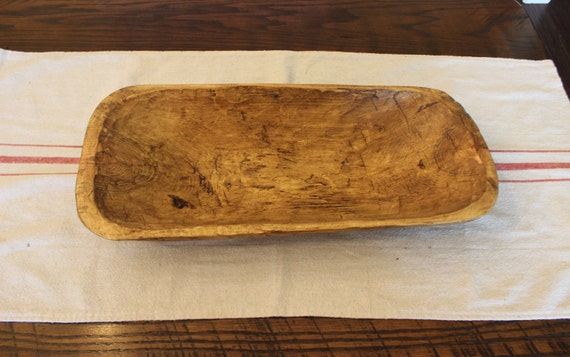 Wooden Bread Bowl - Dough Bowl - Hand Carved Wooden Bowl - 20" x 9" - Rustic - Mountain Pine - Stained and Waxed - #52- FREE SHIPPING