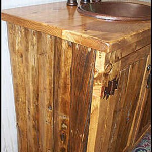 Rustic Log Bathroom Vanity 36 Bathroom Vanity with sink MS1371-36 Vanity Copper sink Rustic Bathroom Vanity Bathroom Vanities image 2