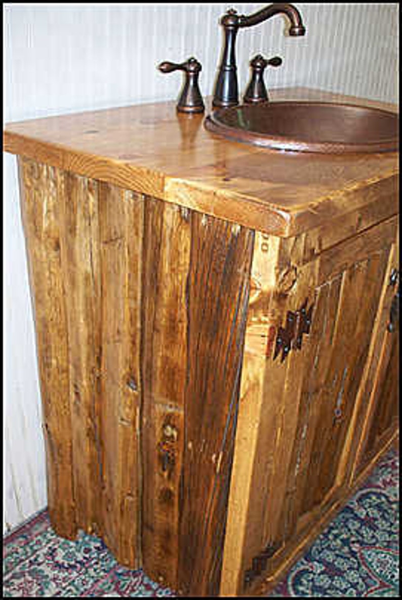 Rustic Log Bathroom Vanity 36 Bathroom Vanity with sink MS1371-36 Vanity Copper sink Rustic Bathroom Vanity Bathroom Vanities image 2