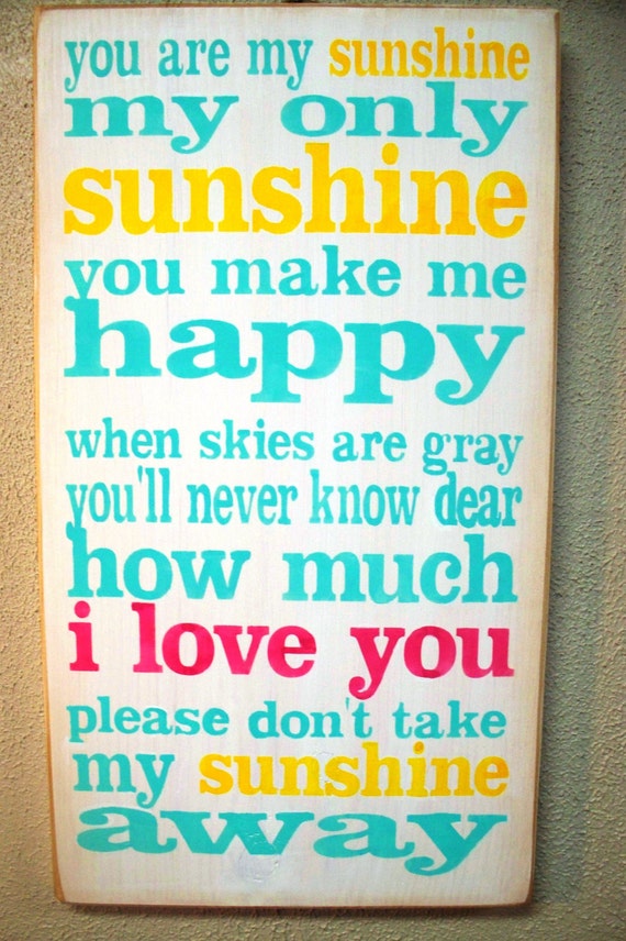 YOU are MY SUNSHINE - Pink Turquoise & Yellow - Painted wooden sign - Hand Painted sign - Wood sign - Primitive sign - Girls Room - sign