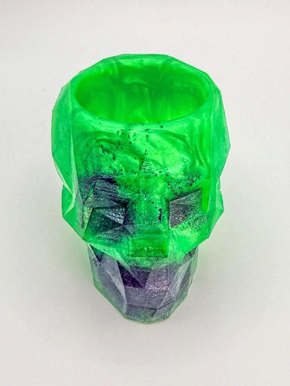 Kryptonite | Fluorescent Green and Black | Geometric Skull | Succulent