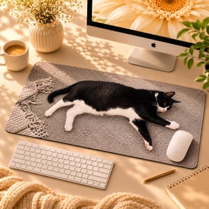 Custom Pet Photo Mouse Pad, Personalized Desk Mat, Cat Dog Memorial Gift, Office Decor