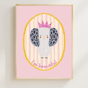 Stampa artistica per cameretta con elefante – Decorazione murale con affermazioni positive (Prodotto fisico)
