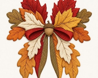 Autumn Leaves Acorn Embroidery Design, Fall Floral Machine File (Instant Download)