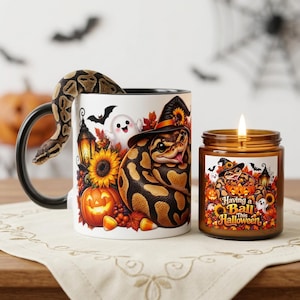 Ball Python Halloween Gift Box, Spooky Snake Mug & Soy Candle Set, Reptile Owner Gift, Fall Birthday Gift, Snake Lover Boo Basket
