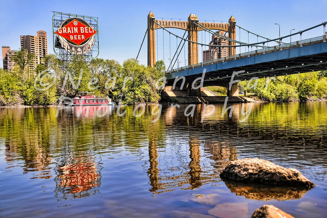 Mn Rim Sign Minneapolis, MN Grain Belt Sign Above the Mississippi River - Fine Art ...