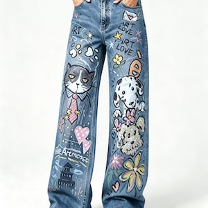 Graphic Jeans - Etsy