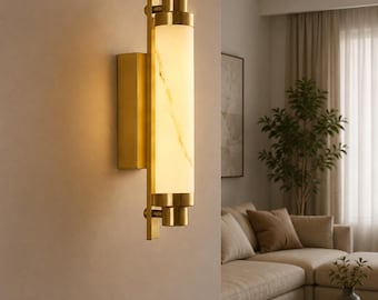 Applique Murale Dorée Moderne LED – Luminaire Mural Design Luxe, Verre Effet Marbre, Éclairage Intérieur pour Salon et Chambre