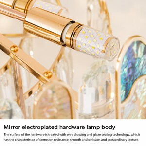 Lustre Ovale Cristal K9 Doré & Bleu – Suspension Design Nacre Irisée, Luminaire Luxe Salle à Manger zdjęcie 6