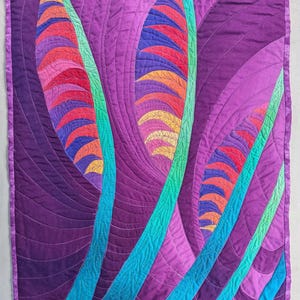 Purple Haze Feather Quilt: Machine Pieced, Quilted Cotton Fabric