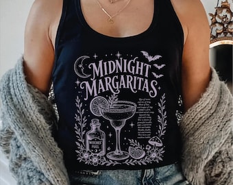 Midnight Margaritas Racerback, Witchy Halloween Tank Top, Spooky Season Shirt, Halloween Party Gift, CS76