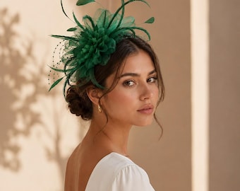 Tocado verde esmeralda para mujer, tocado para el Derby de Kentucky, sombrero para invitada de boda, tocado para fiesta de té, sombrero de cóctel para el día de la carrera.