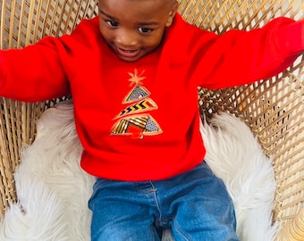 Unisex Kids African Print Christmas Jumper