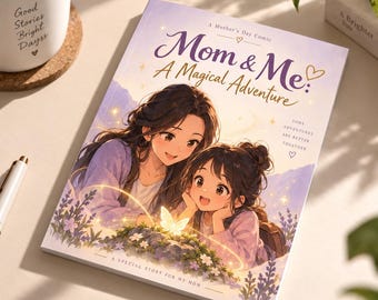 May include: A softcover book titled Mom & Me: A Magical Adventure with a purple and white cover illustration of a smiling adult and child looking at a glowing butterfly. The text reads A Mother's Day Comic and Some adventures are better together.